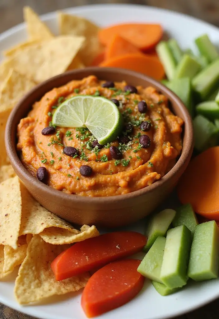 27 Low Calorie Veggie Dip Recipes for Healthy Snacking - 15. Sweet Potato and Black Bean Dip
