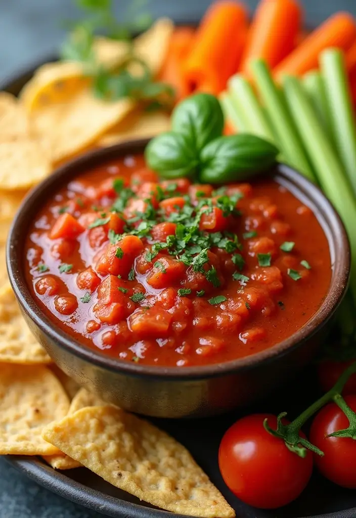 27 Low Calorie Veggie Dip Recipes for Healthy Snacking - 16. Tomato Basil Salsa Dip