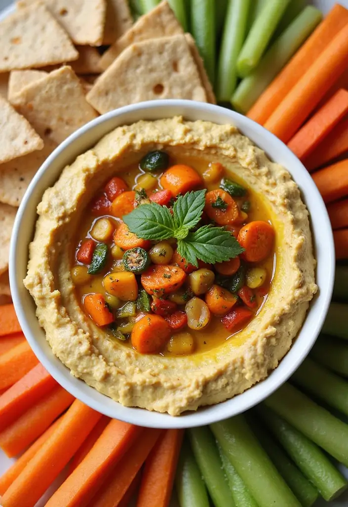 27 Low Calorie Veggie Dip Recipes for Healthy Snacking - 23. Roasted Vegetable and Hummus Dip