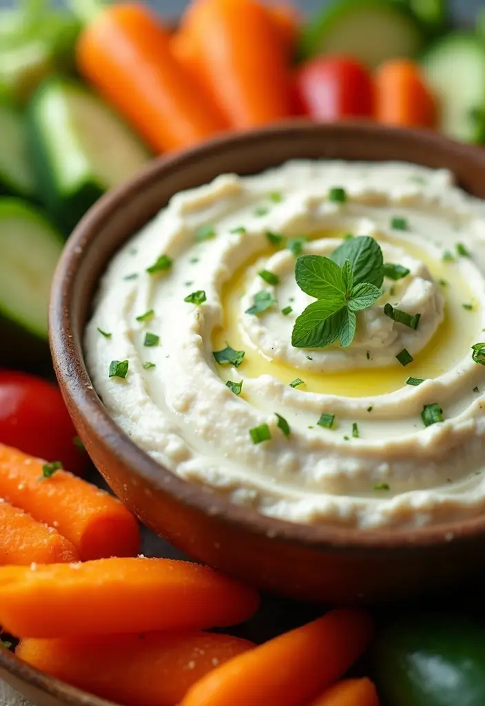 27 Low Calorie Veggie Dip Recipes for Healthy Snacking - 6. Roasted Garlic and Cauliflower Dip