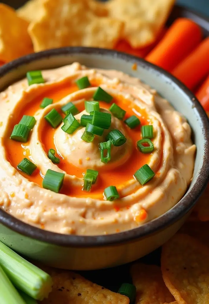 27 Low Calorie Veggie Dip Recipes for Healthy Snacking - 9. Sriracha Cream Cheese Dip