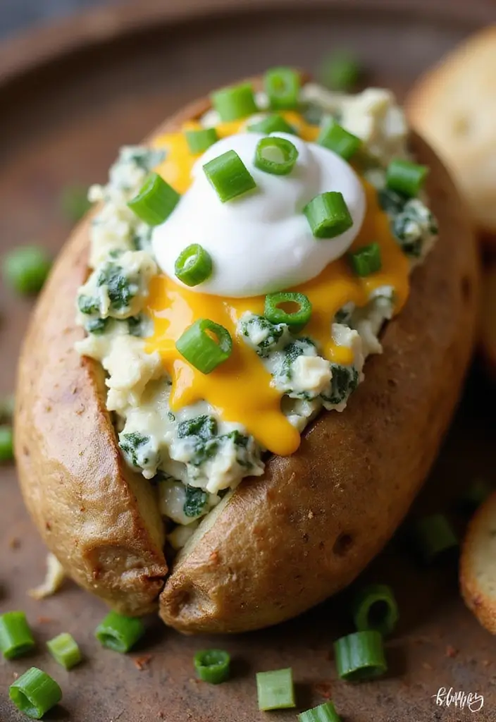 27 Trader Joe’s Spinach Artichoke Dip Recipes You’ll Crave - 10. Spinach Artichoke Dip Baked Potatoes