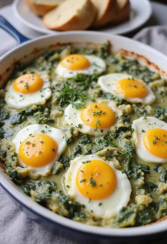 27 Trader Joe’s Spinach Artichoke Dip Recipes You’ll Crave - 20. Spinach Artichoke Dip Baked Eggs