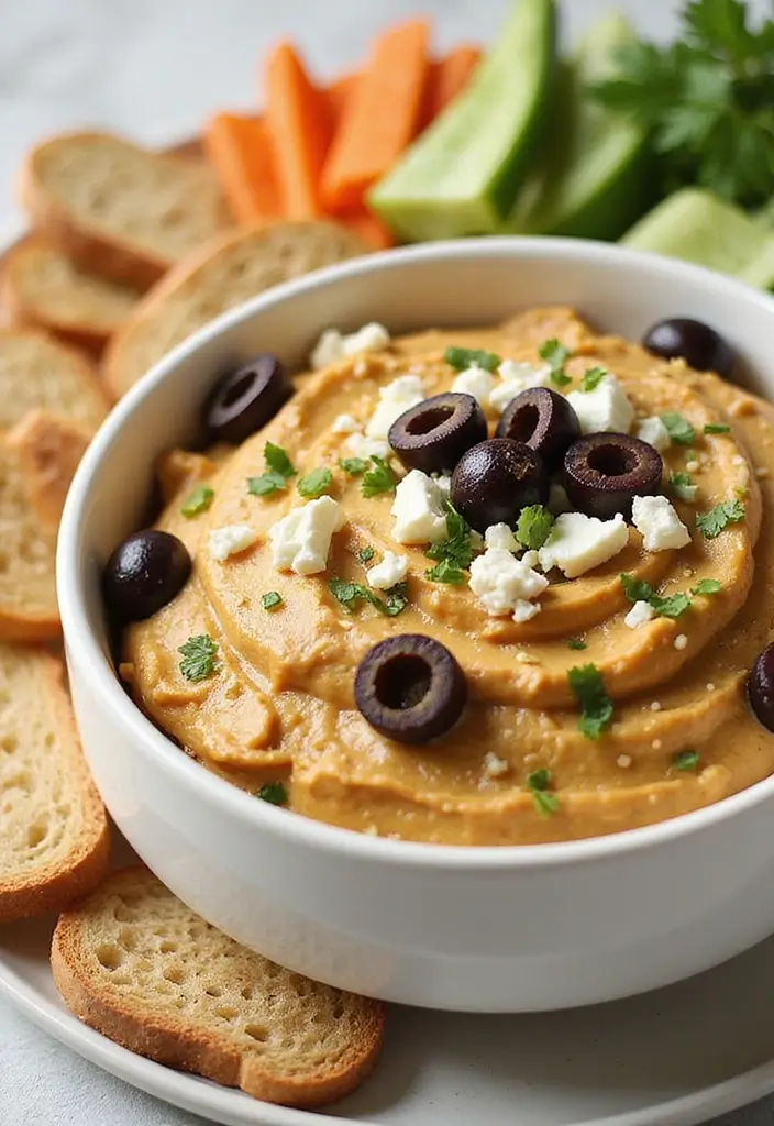 27 Whipped Cottage Cheese Dip Recipes for Healthy Bites - 18. Feta & Olive Tapenade Dip