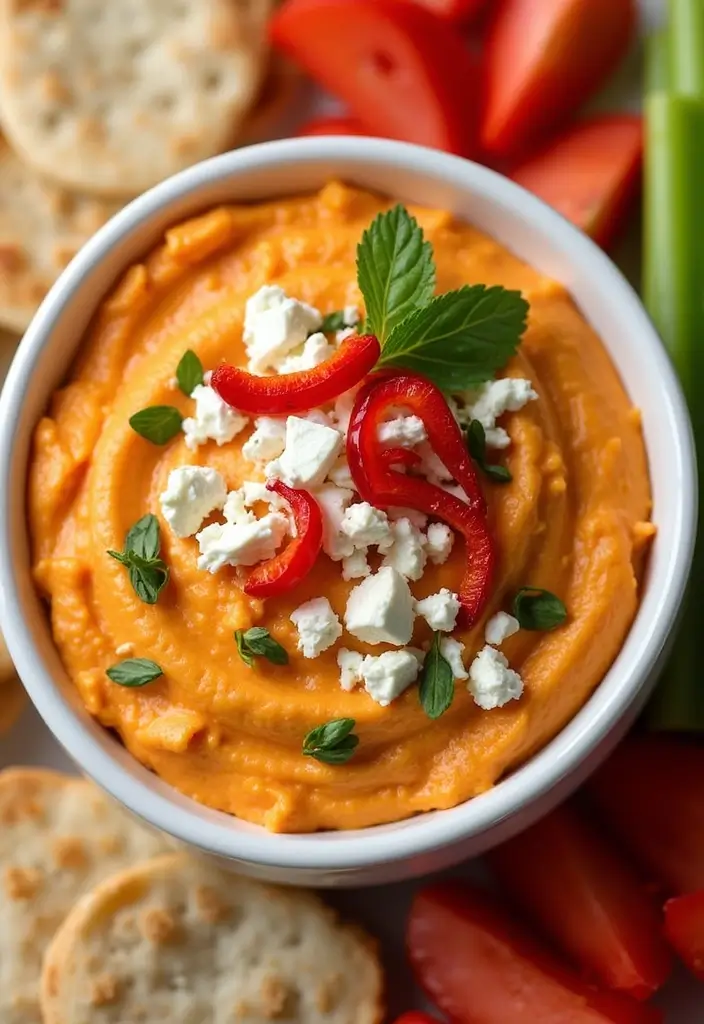 27 Whipped Cottage Cheese Dip Recipes for Healthy Bites - 3. Roasted Red Pepper & Feta Whipped Dip