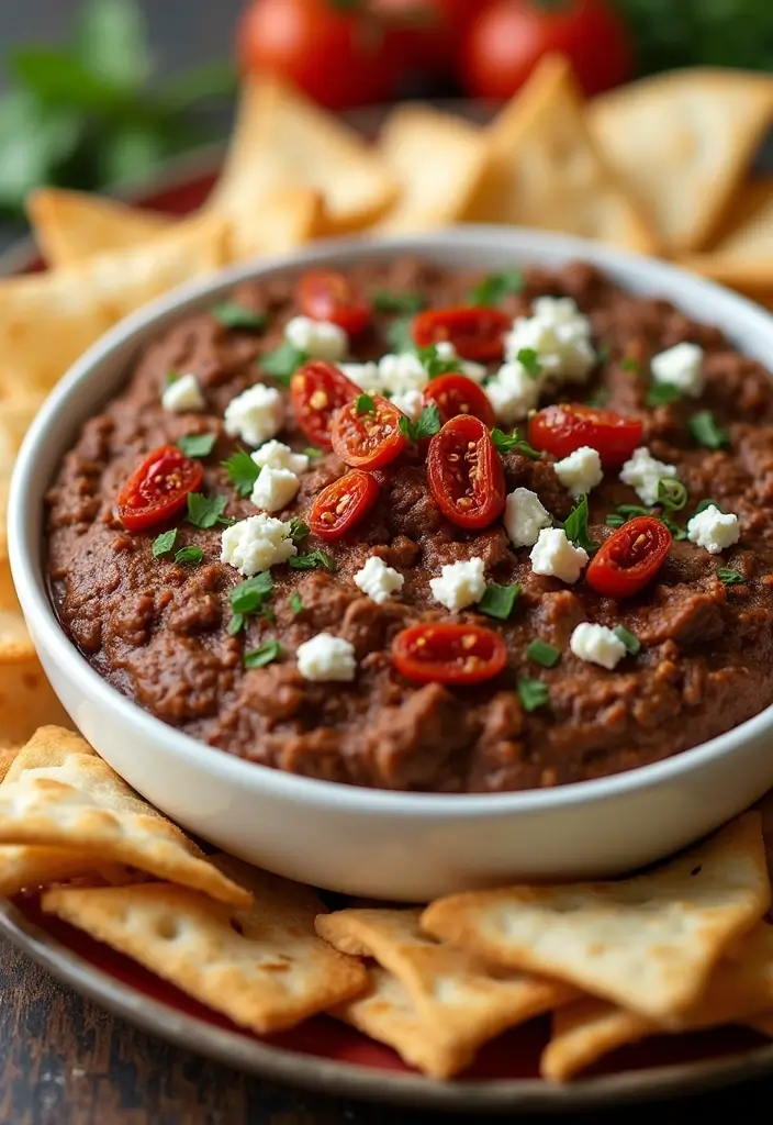 28 Beef and Bean Dip Recipes That Feed a Crowd - 12. Mediterranean Beef and Bean Dip