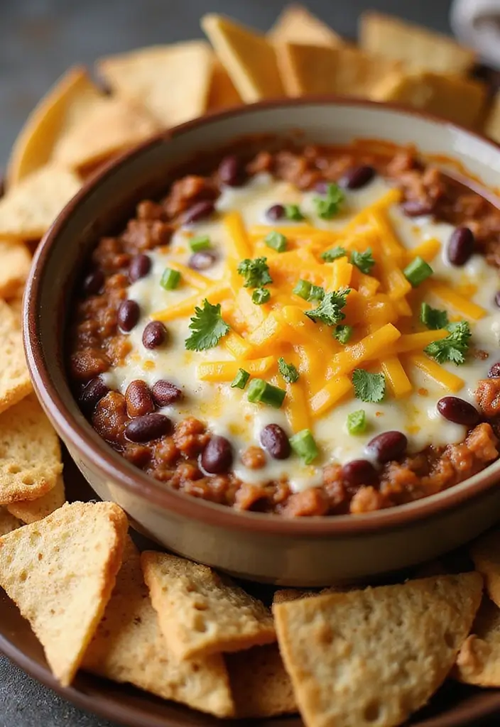 28 Beef and Bean Dip Recipes That Feed a Crowd - 22. Beef and Bean Pizza Dip