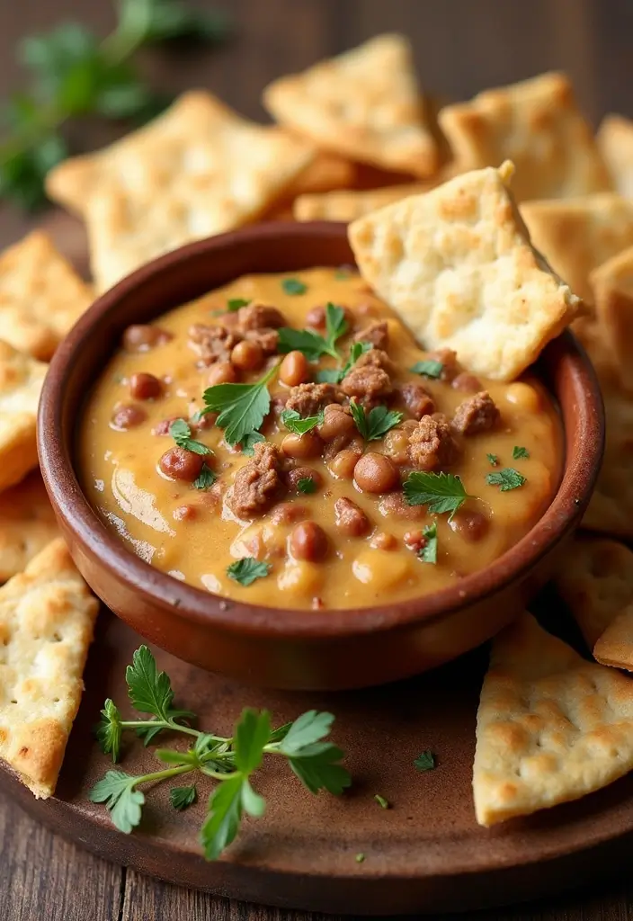 28 Beef and Bean Dip Recipes That Feed a Crowd - 27. Smoked Gouda Beef and Bean Dip