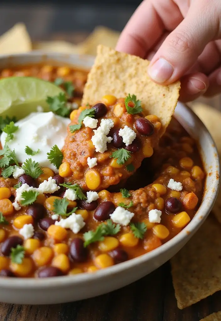 28 Beef and Bean Dip Recipes That Feed a Crowd - 7. Mexican Street Corn Beef and Bean Dip