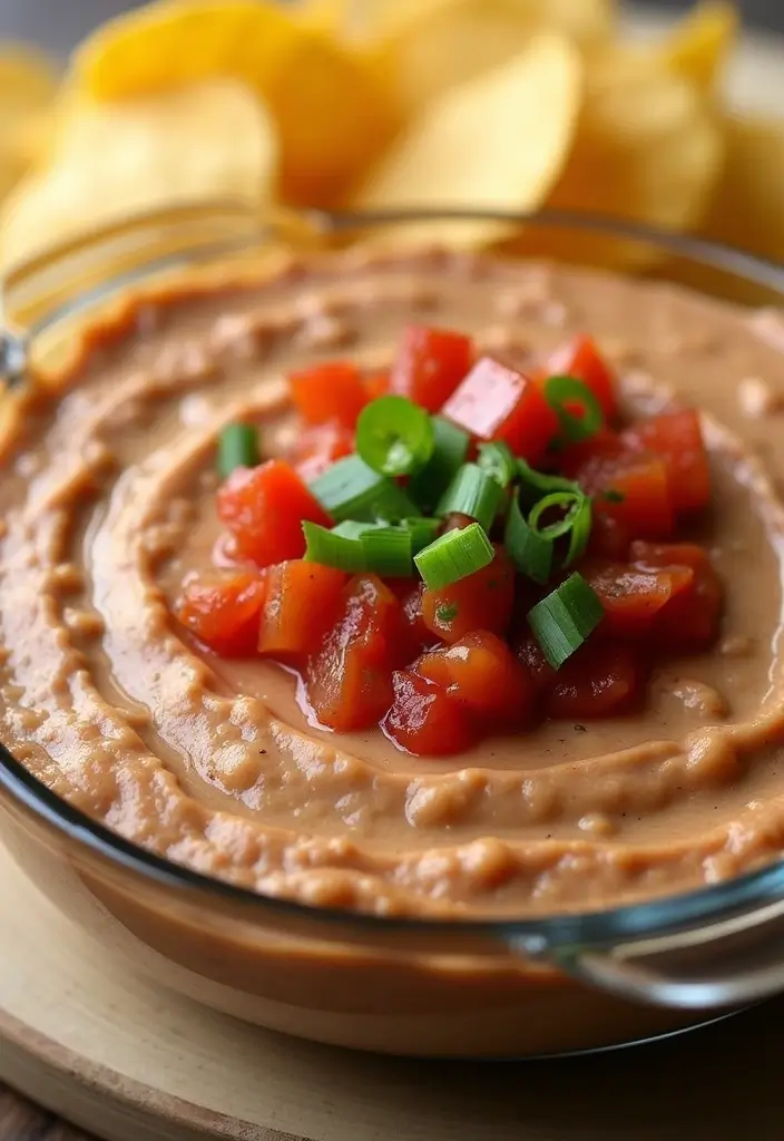 28 Classic 7 Layer Bean Dip Recipes for Any Occasion - 20. Simple Refried Bean Dip