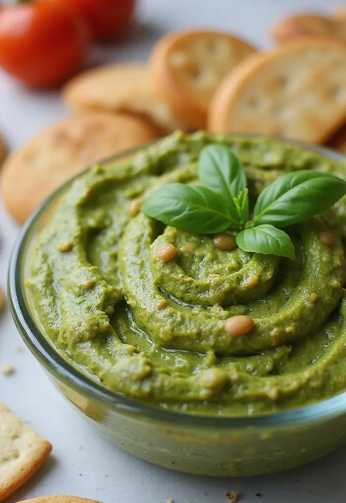 28 Classic 7 Layer Bean Dip Recipes for Any Occasion - 23. Pesto Bean Dip