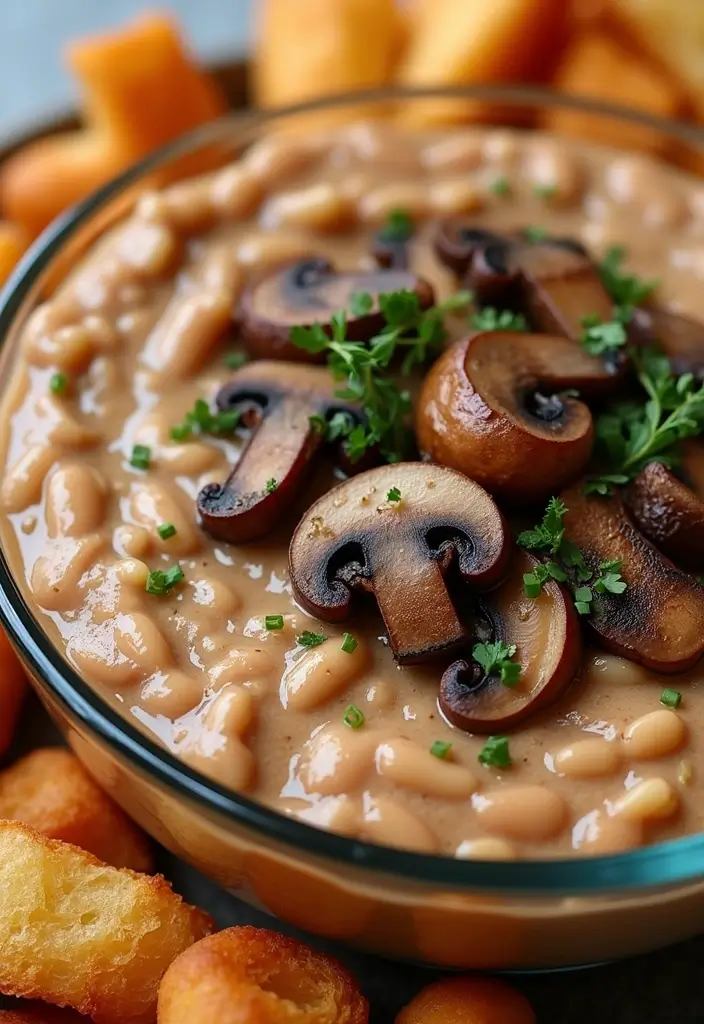 28 Classic 7 Layer Bean Dip Recipes for Any Occasion - 27. Savory Mushroom Bean Dip