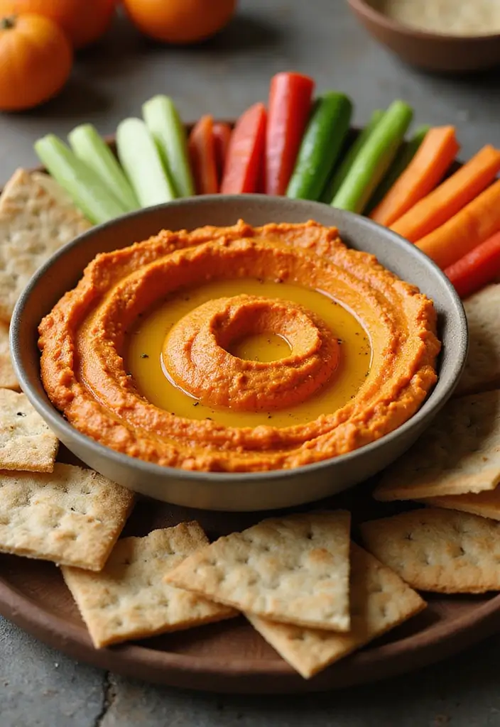 28 Easy Hot Dip Recipes That Work for Any Party - 5. Roasted Red Pepper Hummus Dip