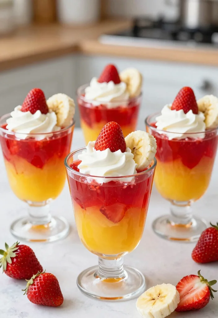 10 Easy Jelly Dessert Recipes for Quick No Bake Treats 8. Strawberry Banana Jelly Parfaits 0