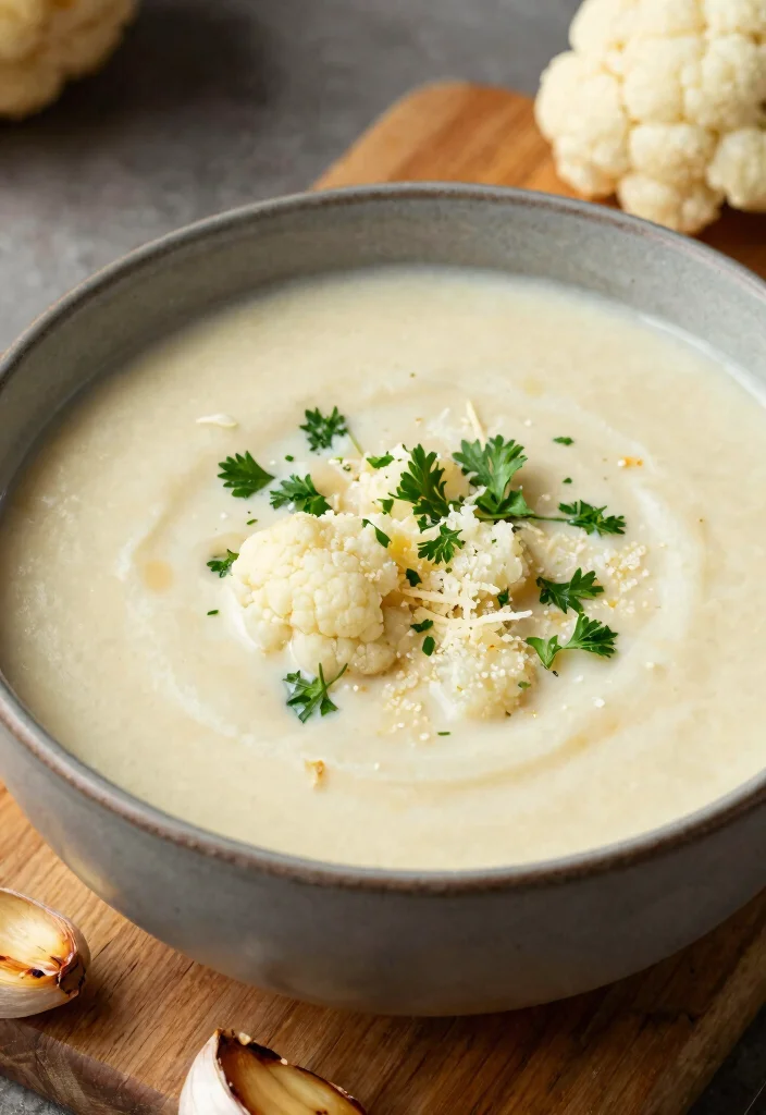 10 Keto Cauliflower Soup Recipes for Cozy Low Carb Bowls 1. Creamy Garlic Parmesan Cauliflower Soup 0