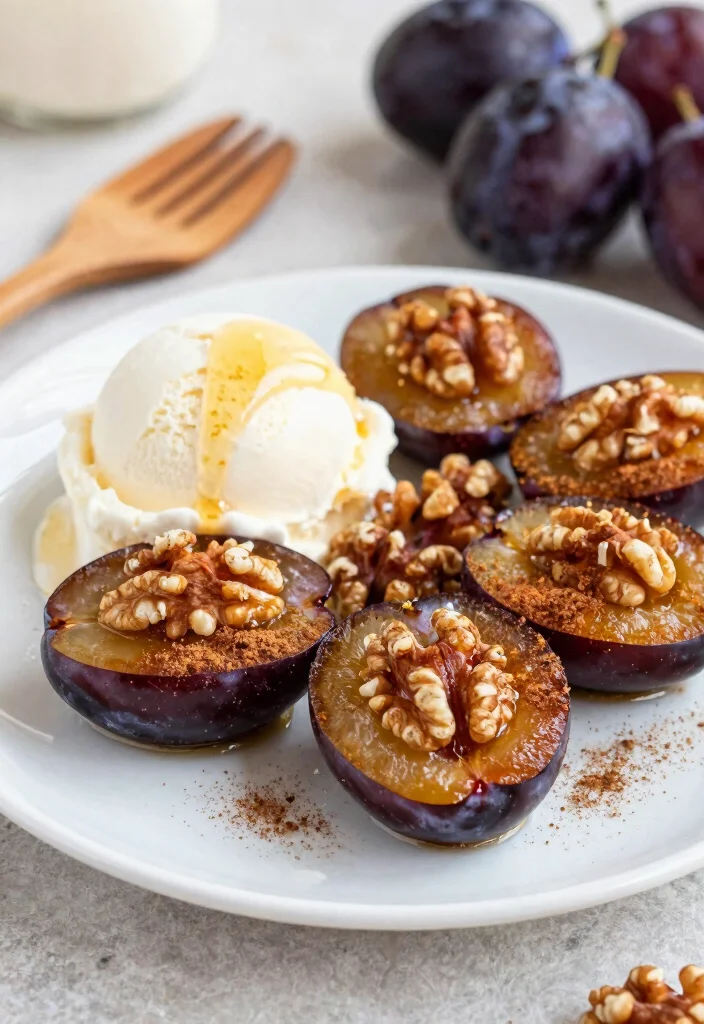 10 Plum Dessert Recipes for Sweet and Tart Treats - 4. Baked Plums with Cinnamon and Walnuts 1