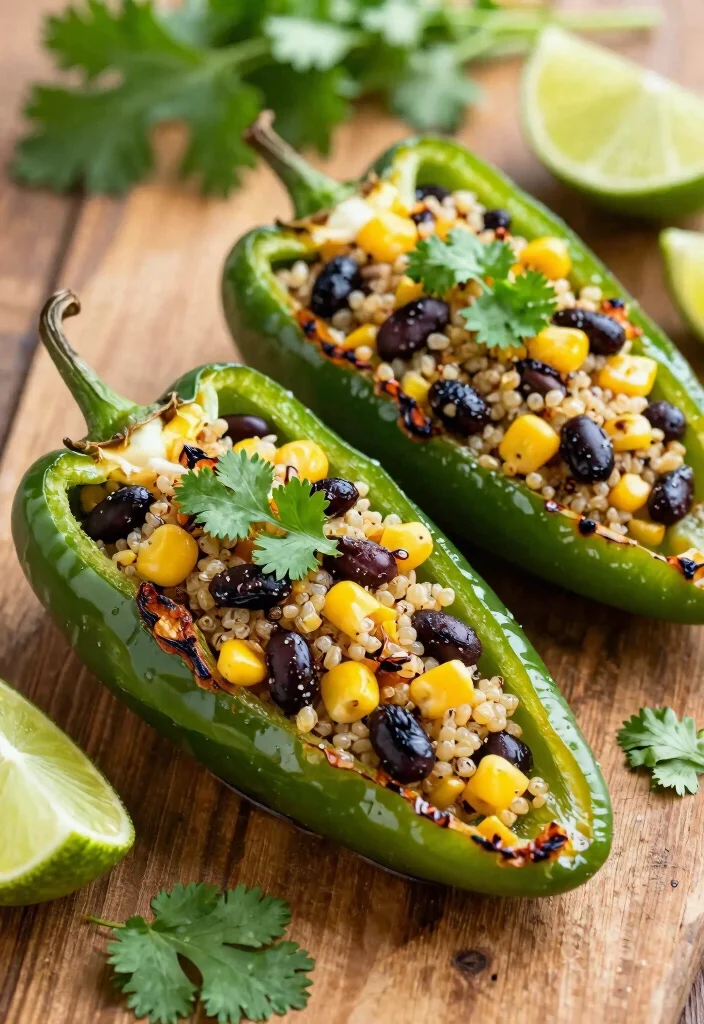 10 Vegan Poblano Pepper Recipes with Mild Smoky Heat 1. Stuffed Poblano Peppers with Quinoa and Black Beans 0