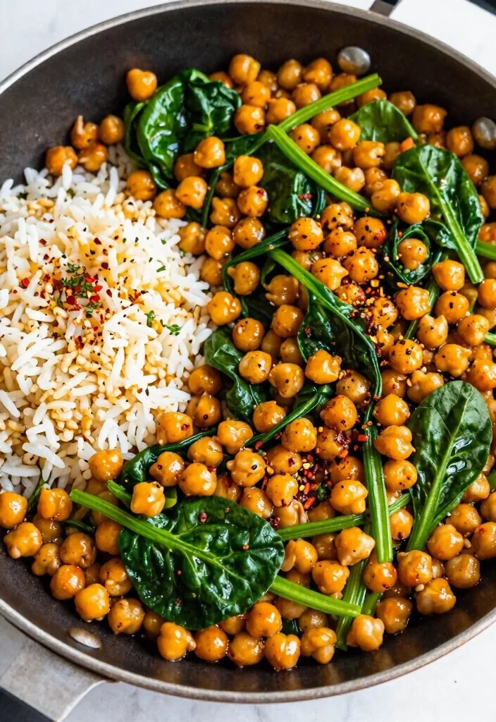 12 Fat Free Vegan Recipes for Light Plant Based Meals 4. Spicy Chickpea and Spinach Stir Fry 0