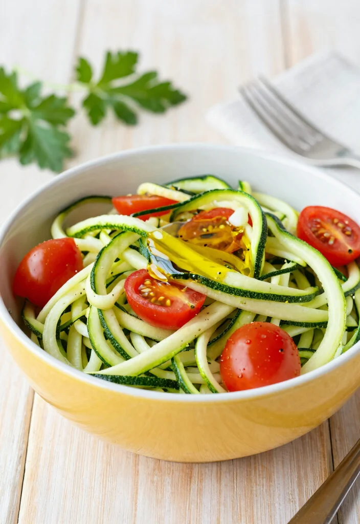12 Healthy Food Processor Recipes for Fast Prep Cooking - 6. Zucchini Noodle Salad 1