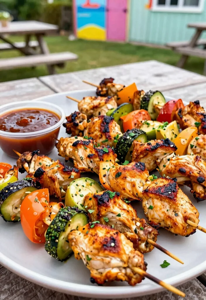 12 Healthy Meat Recipes for Lean Flavorful Meals - 11. BBQ Grilled Vegetable and Chicken Skewers 1