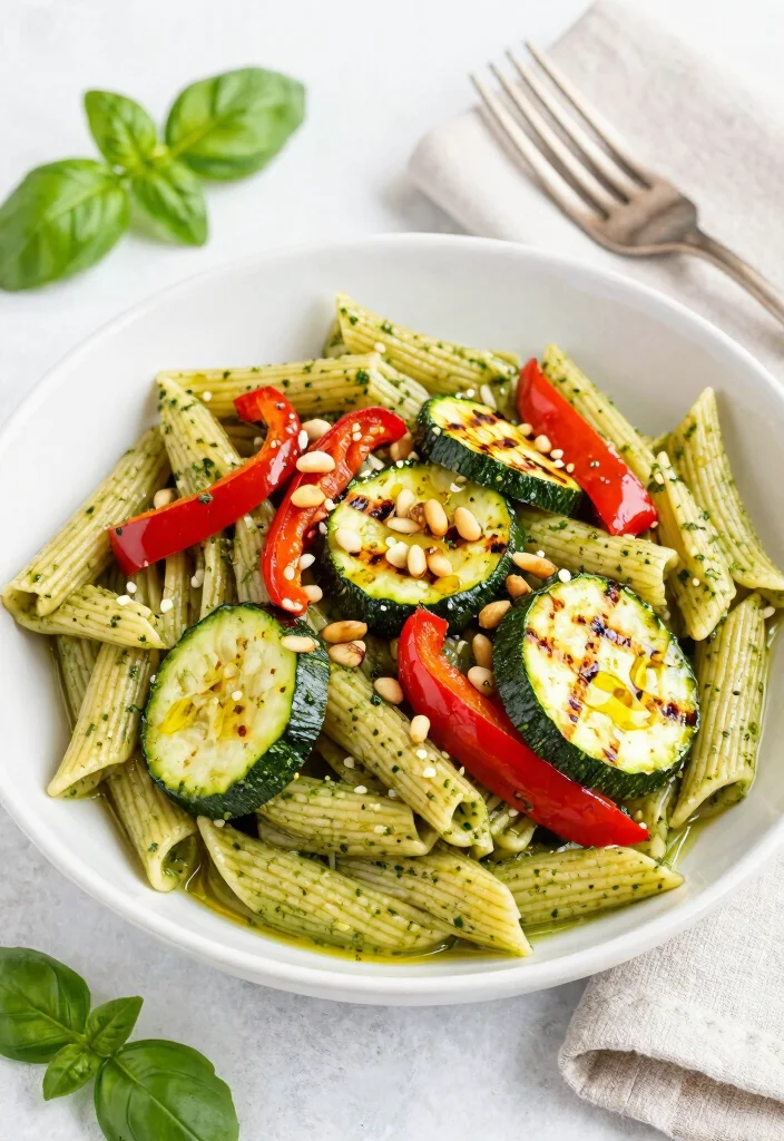 12 Unique Dinner Recipes to Break the Routine 8. Italian Pesto Pasta with Grilled Veggies 0