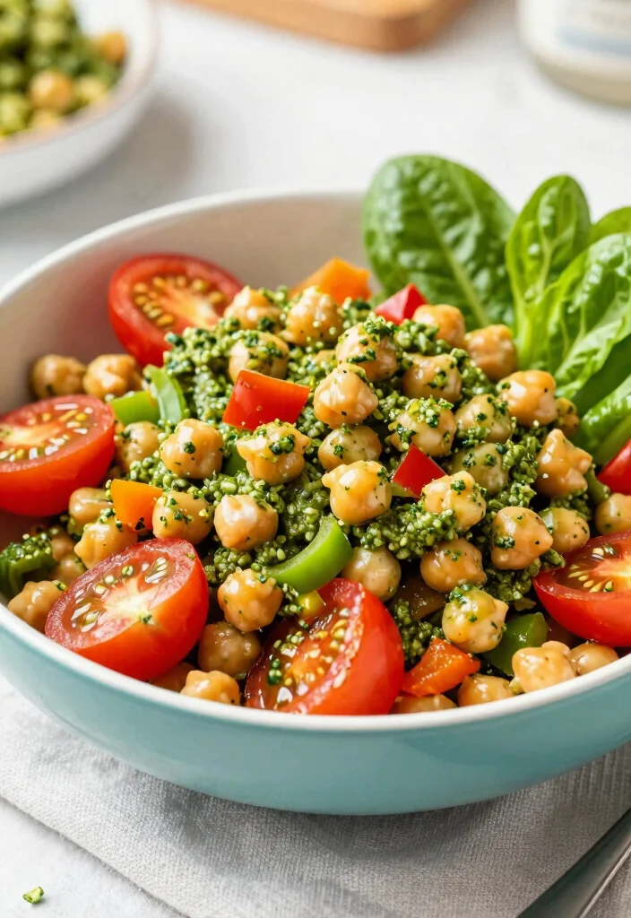12 Vegan Protein Salad Recipes for Filling Clean Eating 12. Pesto Chickpea Salad 0
