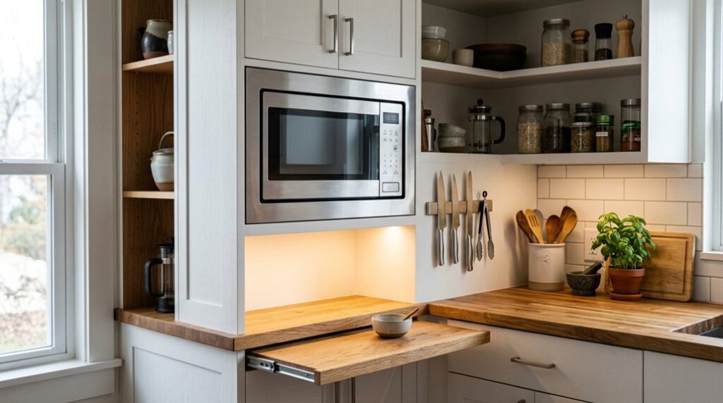 best microwave placement in small kitchens