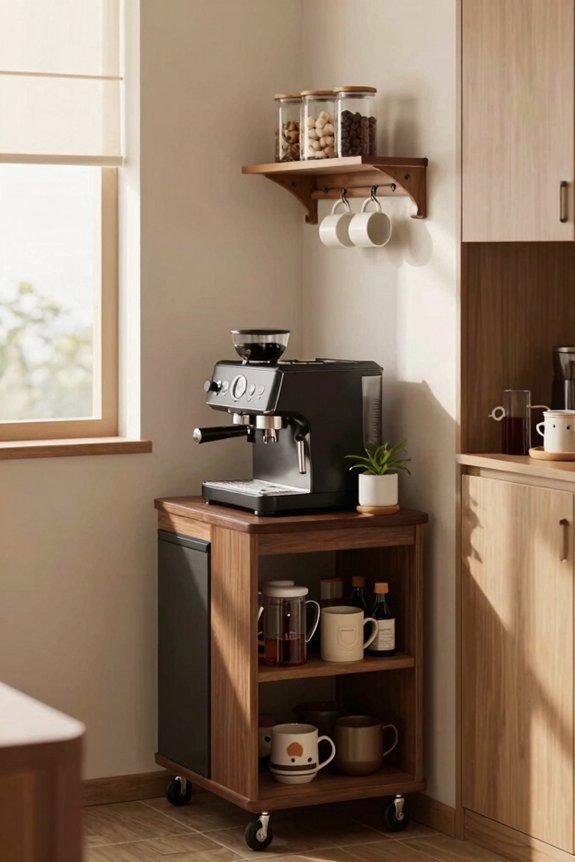 3 Coffee Corner Ideas for Small Spaces 2 coffee corner storage options cart cabinet hutch