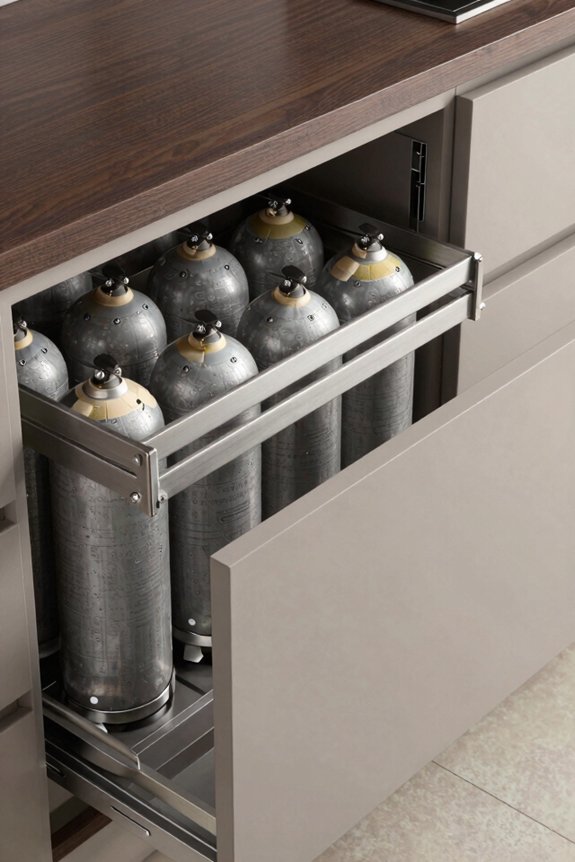 deep drawers with modular labeled compartments