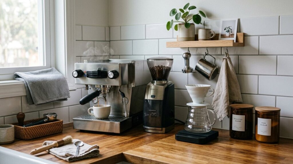 essential coffee bar ideas small kitchen counters