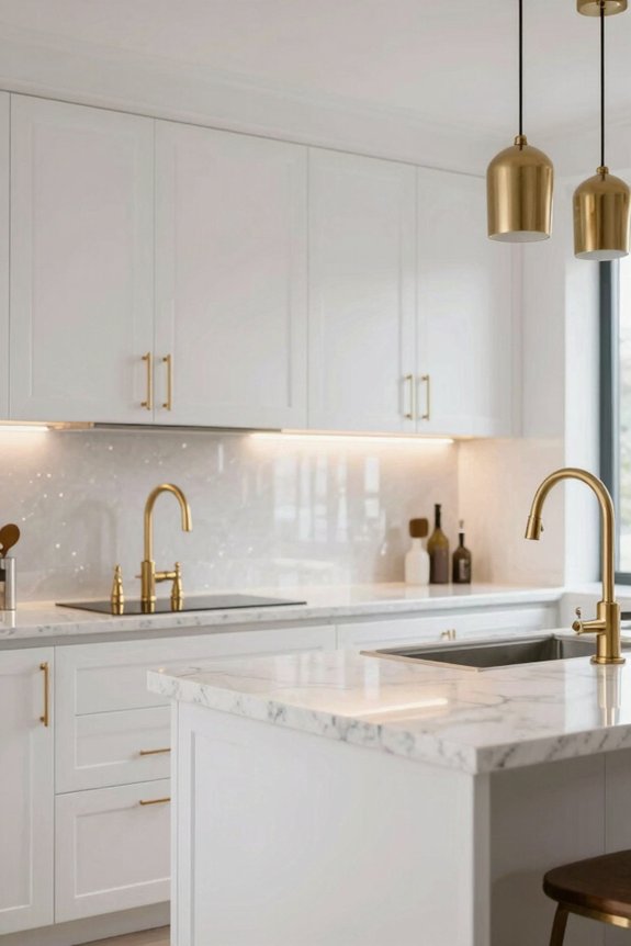 White Kitchen Design Ideas for a Stunning Space 4 gold accents unify kitchen features