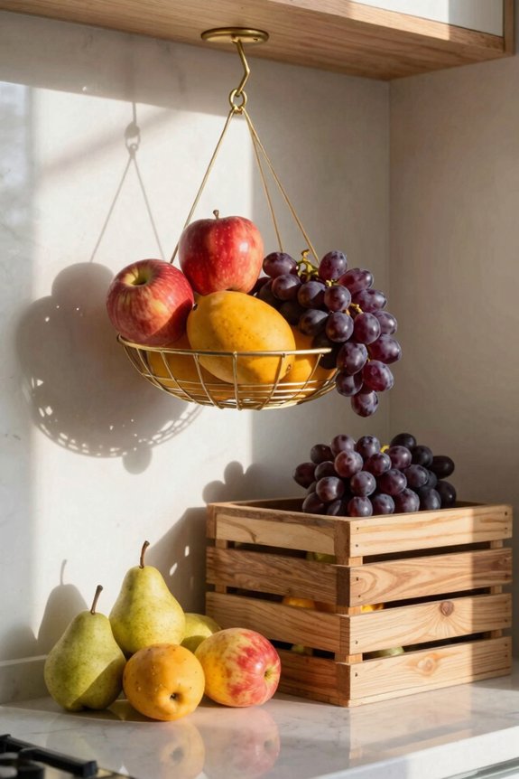 7 Fruit Basket Ideas to Transform Your Kitchen Display 2 hanging boosts ventilation and display