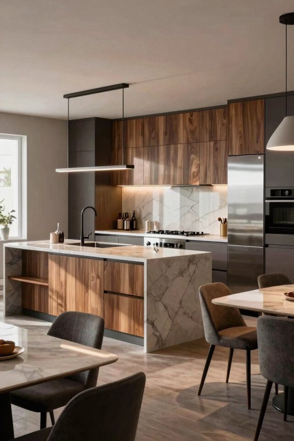 island centered open plan social kitchen