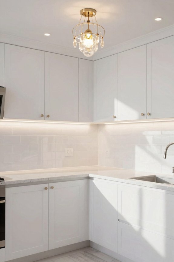 White Kitchen Design Ideas for a Stunning Space 2 layered white kitchen lighting ambiance
