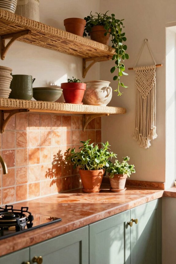 muted pastels and greens with taupe neutrals