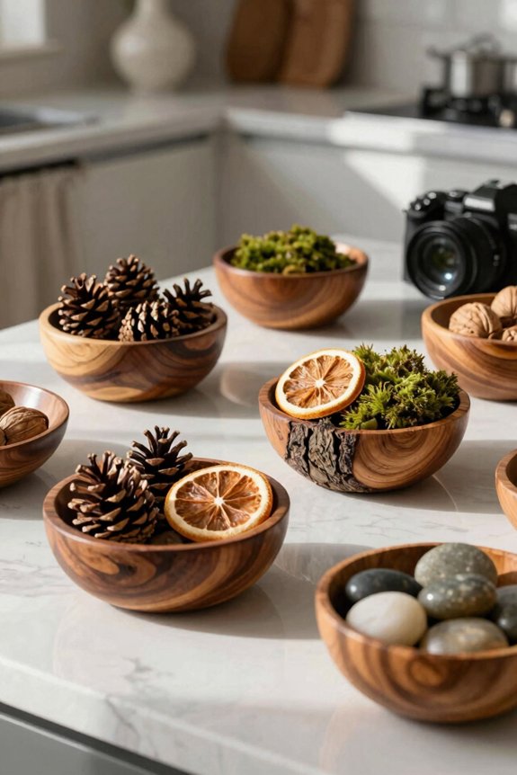 7 Ways to Style Wooden Bowls Throughout Your Home 3 natural bowls textures seasonal accents