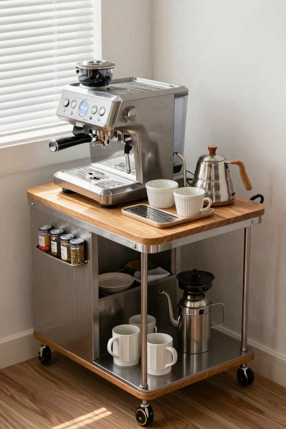 portable coffee bar cart versatility