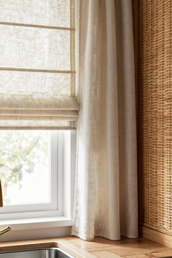 roman shades cafe curtains rattan