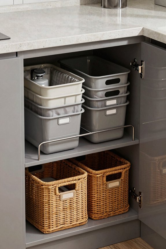 stackable bins maximize under sink storage