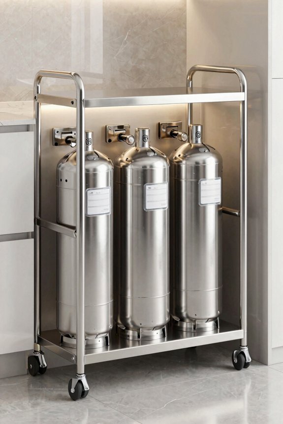 stainless steel mobile cylinder carts