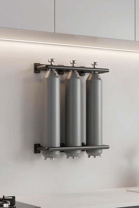 wall mounted gas cylinder storage with accessories