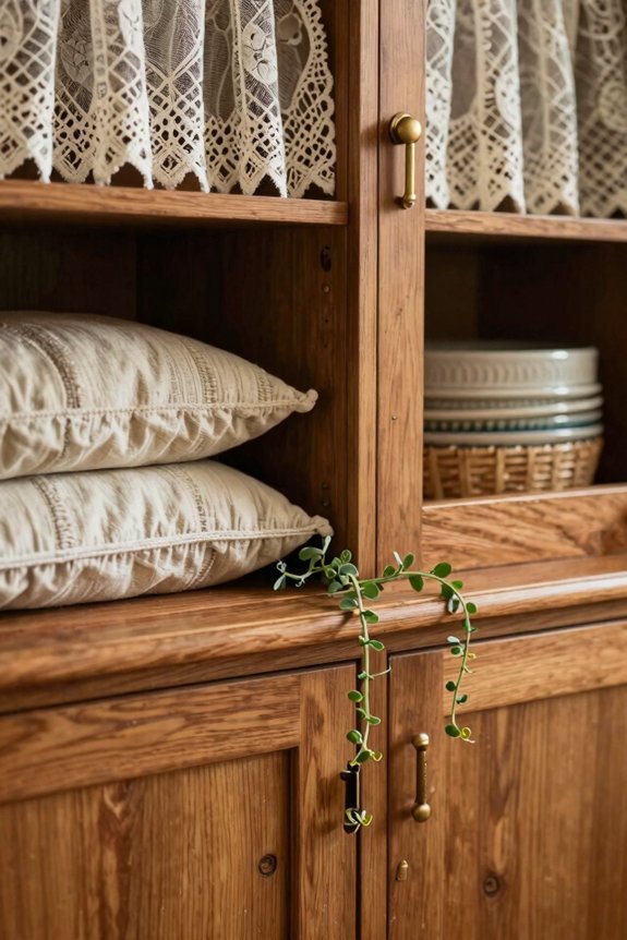 warm wood soft textiles trailing greenery